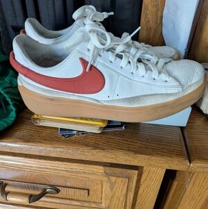 Nike Phantom Low White and Dragon Red Sneakers with Gum Sole